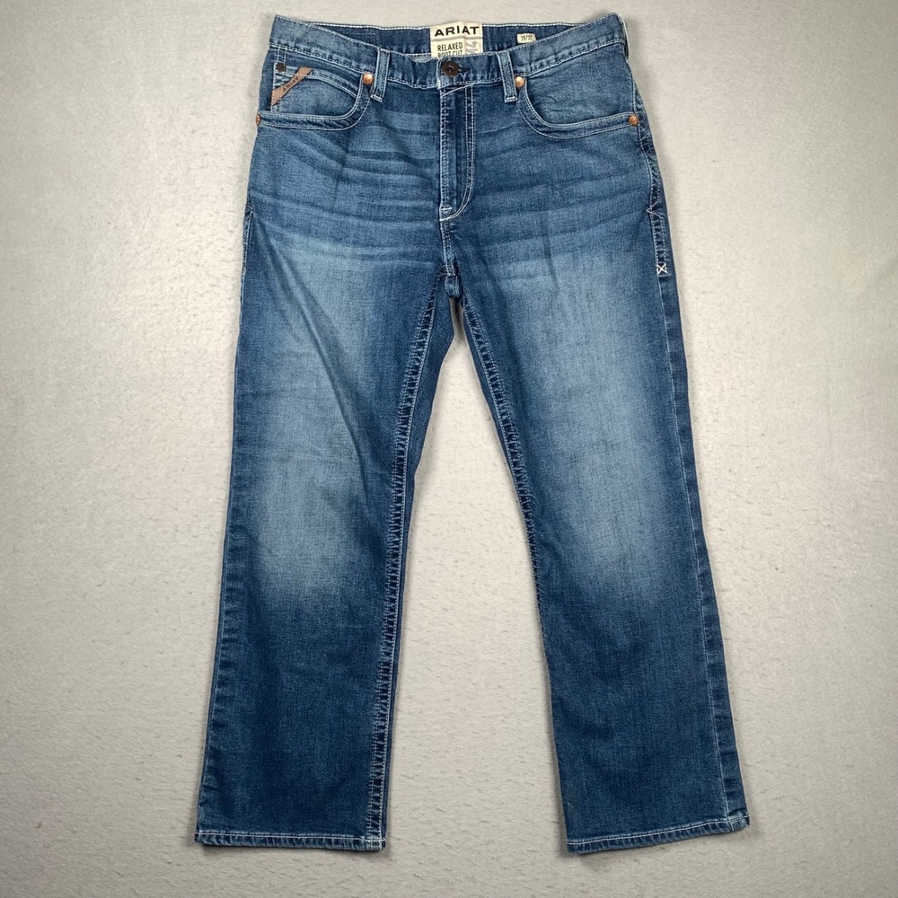 Ariat M4 Relaxed Boot Cut Jeans Mens 35x30 Medium Wash Hugo Boot Bannack Rodeo
